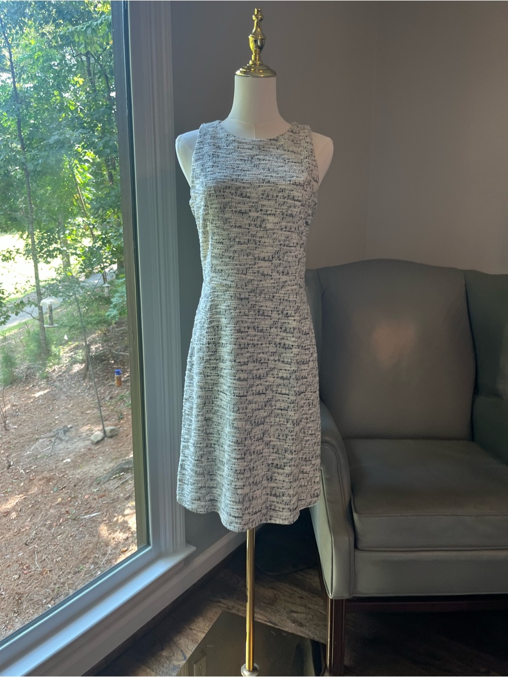 Women’s Ann Taylor Sleeveless Cream and Black Tweed Sheath Dress NEW W TAGS- 4